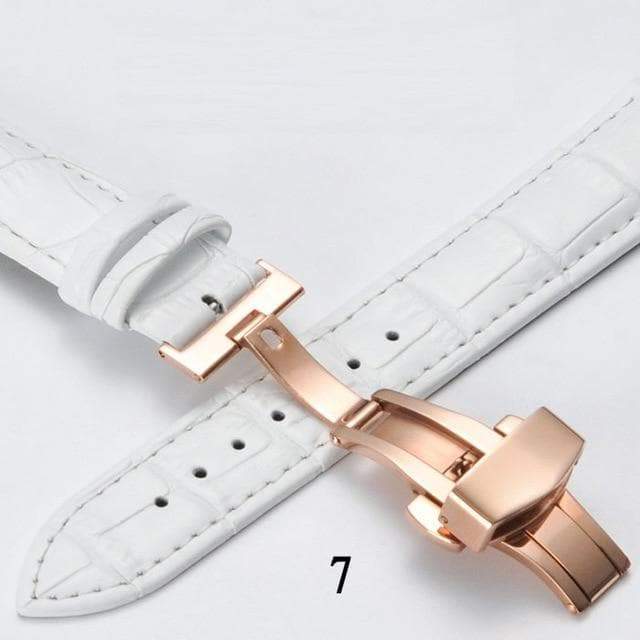 White leather watch strap 2025 with rose gold buckle