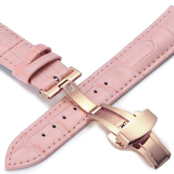 Pink leather watch discount strap