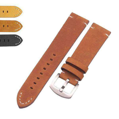 Snow 18mm 20mm 22mm Brown / Black Leather Watch Strap [W065]