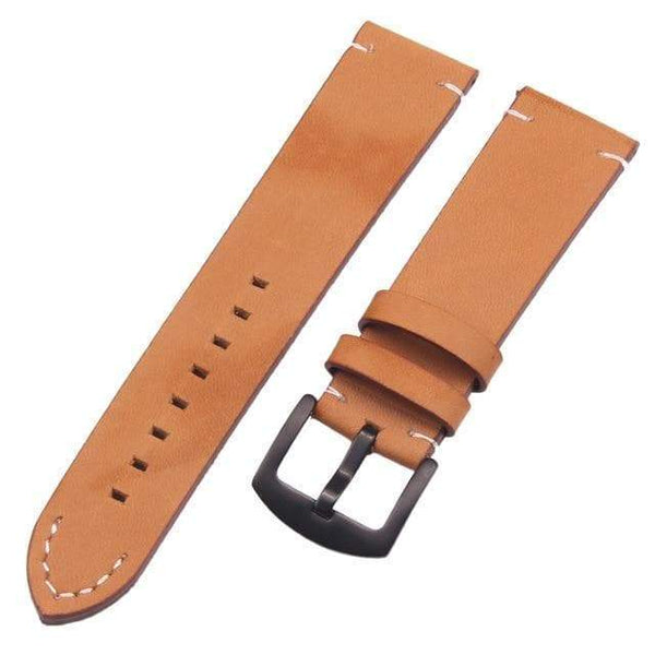 18mm 20mm 22mm Brown / Black Leather Watch Strap [W065]