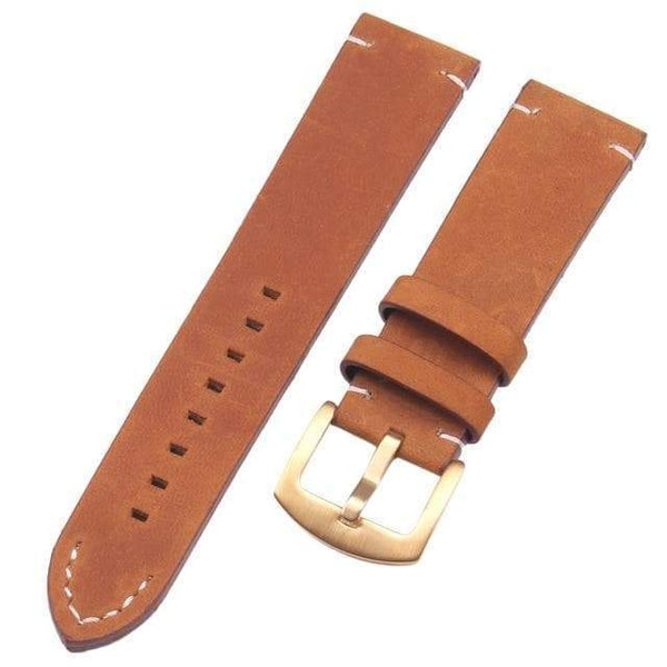 18mm 20mm 22mm Brown / Black Leather Watch Strap [W065]