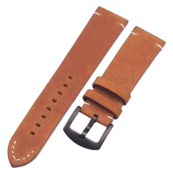 18mm 20mm 22mm Brown / Black Leather Watch Strap [W065]