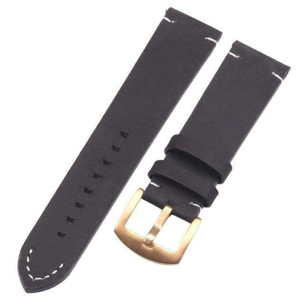 18mm 20mm 22mm Brown / Black Leather Watch Strap [W065]