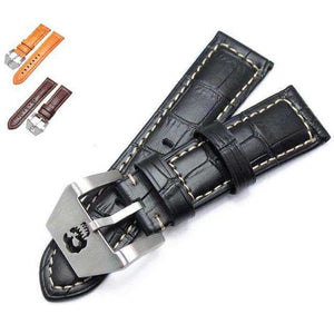 Dim Gray 22mm 24mm Alligator Pattern Leather Watch Strap with Custom Buckle [W134]