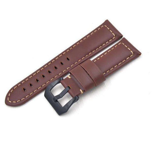 22mm 24mm Blue / Green / Tan / Brown / Black Leather Watch Strap with Silver / Black Buckle [W103]