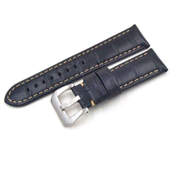 22mm 24mm Blue / Green / Tan / Brown / Black Leather Watch Strap with Silver / Black Buckle [W103]