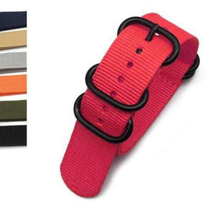 Brown 20mm 22mm 24mm Orange / Red / Blue / Green / Beige / Grey / Black ZULU Watch Strap [W113]