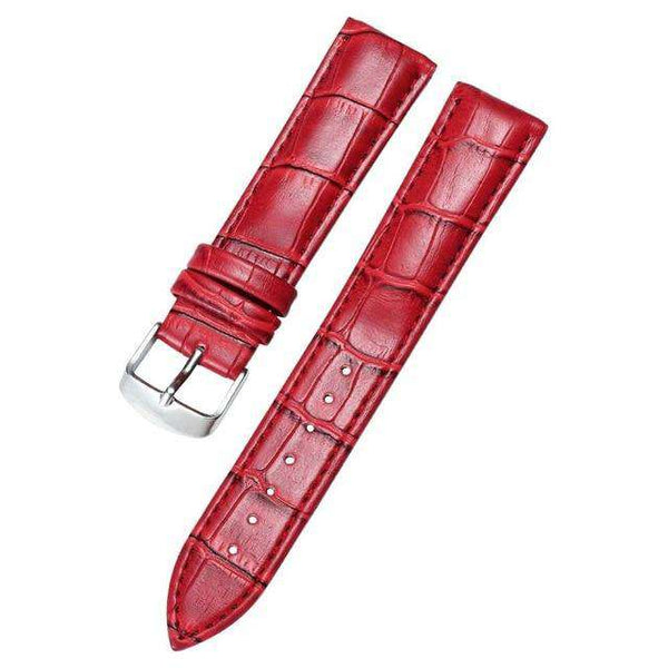 Maroon 16mm 18mm 20mm 22mm White / Orange / Red / Blue / Brown / Black Leather Watch Strap [W160]