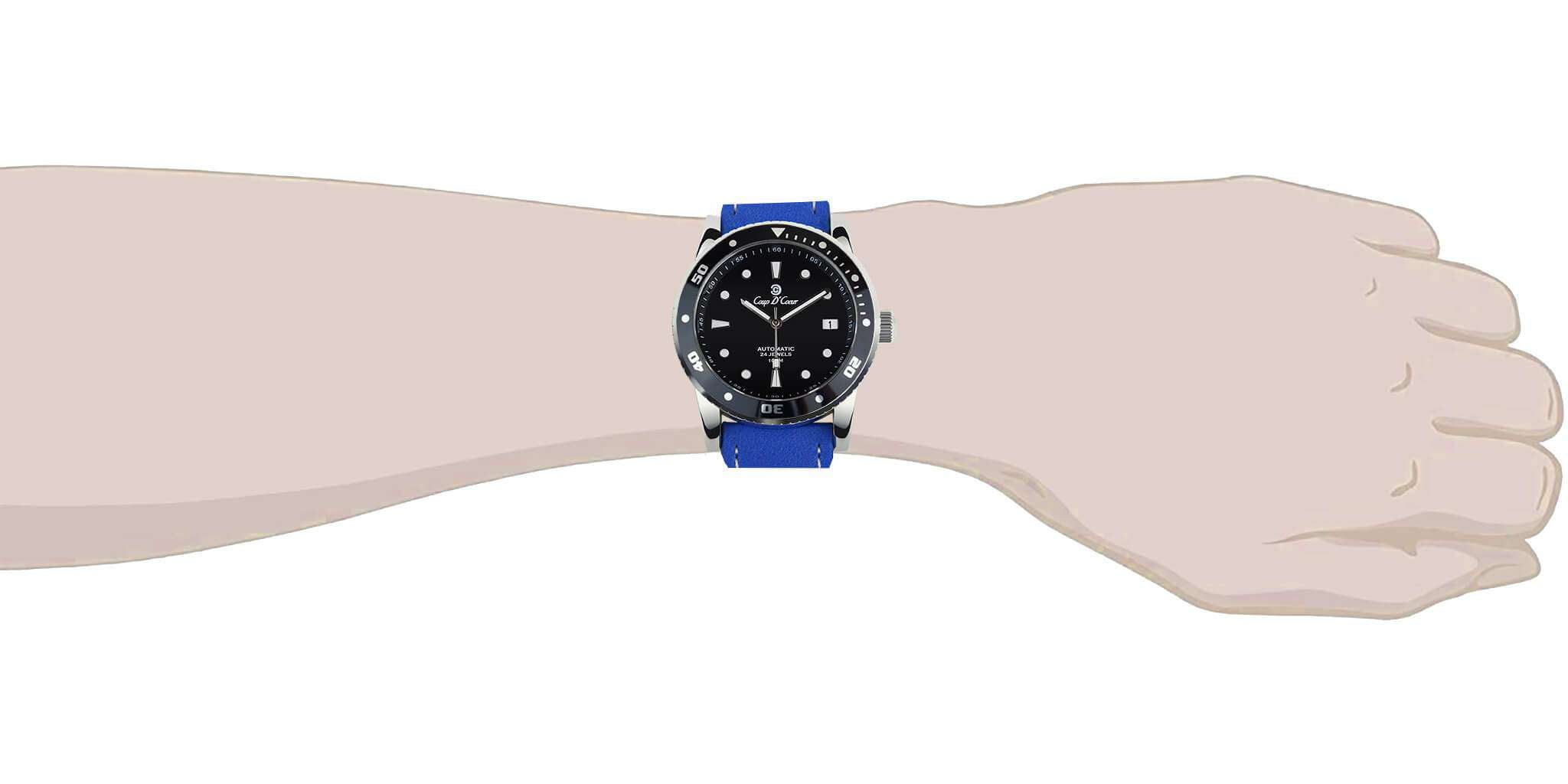 Watch blue dial black on sale strap