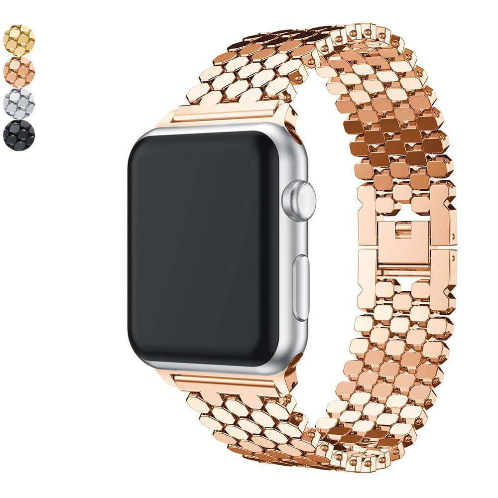 Black apple watch rose gold band hot sale